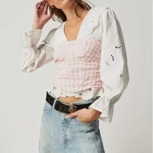 Free People | Tops | Free People Leilani Gingham Cropped Tube Top S New ...